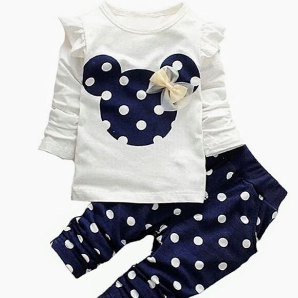 NWT MINNIE MOUSE OUTFIT NAVY AND WHITE PANTS SET - Picture 3 of 14